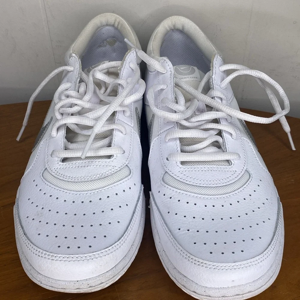 Nike White Sneakers with Silver Swoosh